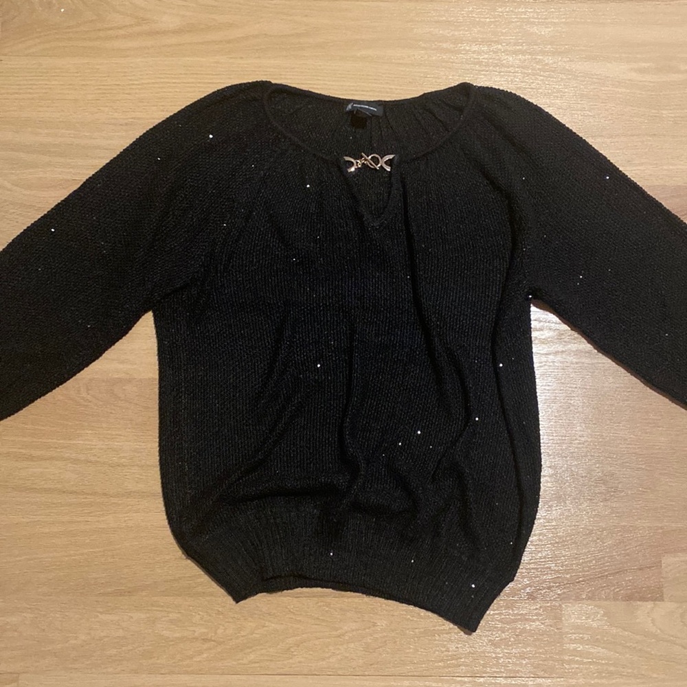 Sparkling Black Long sleeve Sweater Blouse